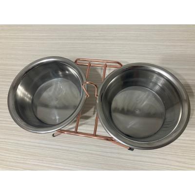 PATİCUP mama tası ayaklı 2x13,5 paslanmaz KROM BAKIR ALTIN KAİDE